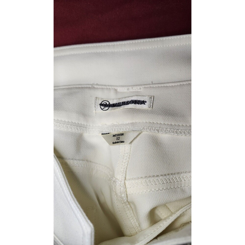 Versona Modern Fit White Pants w/ Matching Belt NWT Size 10 Chic Mid Rise - Picture 8 of 12